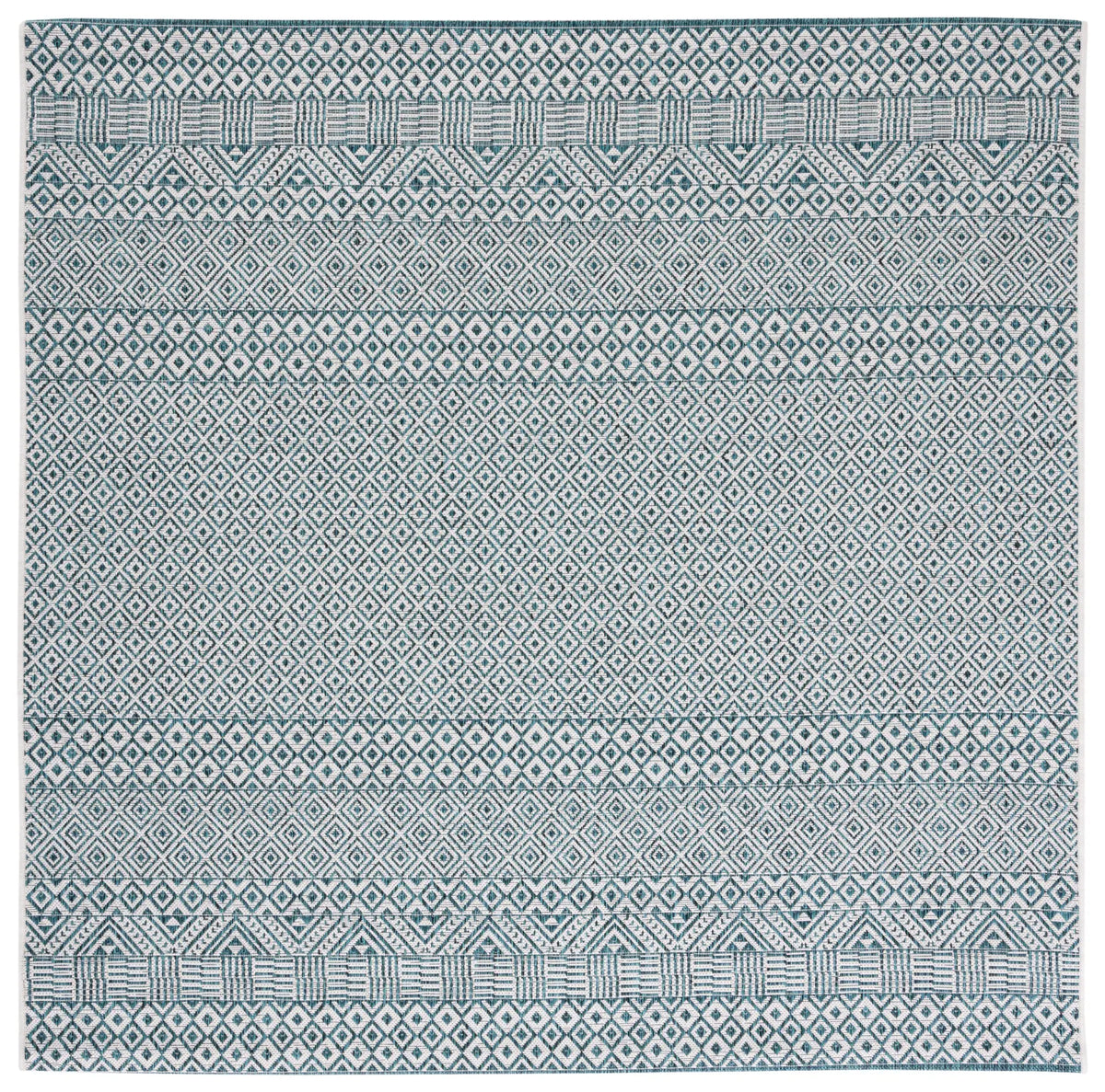 Safavieh Courtyard 6'-7" x 6'-7" Rug in Ivory / Aqua