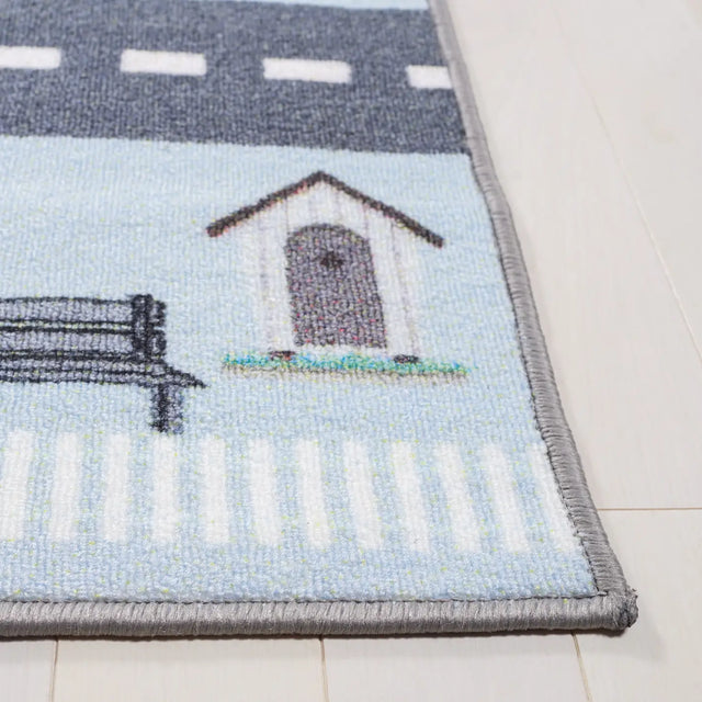 Safavieh Kids Playhouse 200 4'-4" x 6'-0" Rug in Blue / Dark Grey