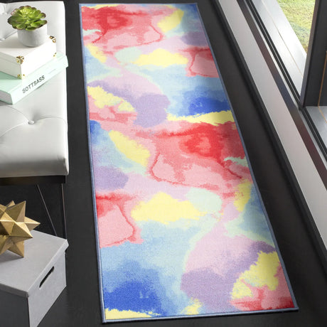 Safavieh Paint Brush 2'-2" x 8'-0" Rug in Fuchsia / Yellow