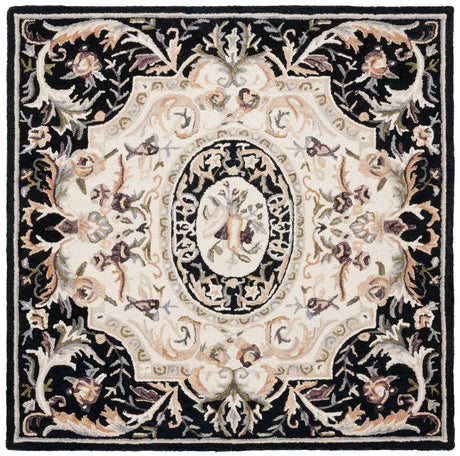 Safavieh Savonnerie 6'-0" x 6'-0" Rug in Ivory / Black