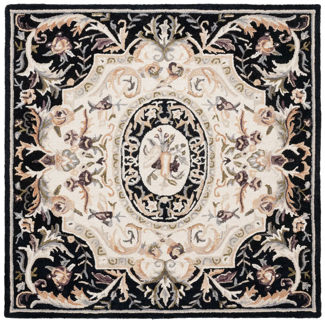 Safavieh Savonnerie 6'-0" x 6'-0" Rug in Ivory / Black
