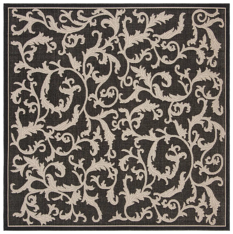 Safavieh Courtyard 6'-7" x 6'-7" Rug in Black / Sand
