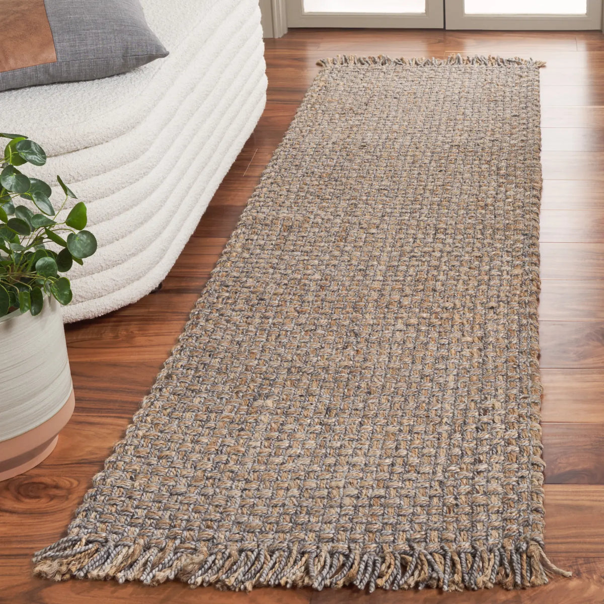 Safavieh Natural Fiber 2'-3" x 8'-0" Rug in Natural / Grey