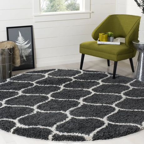 Safavieh Hudson Shag 5'-3" x 5'-3" Rug in Dark Grey / Ivory
