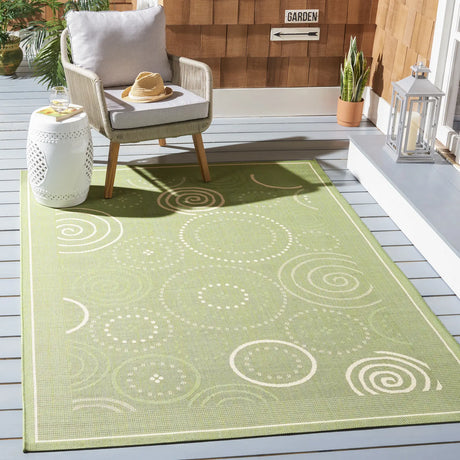 Safavieh Courtyard 4'-0" x 5'-7" Rug in Olive / Natural