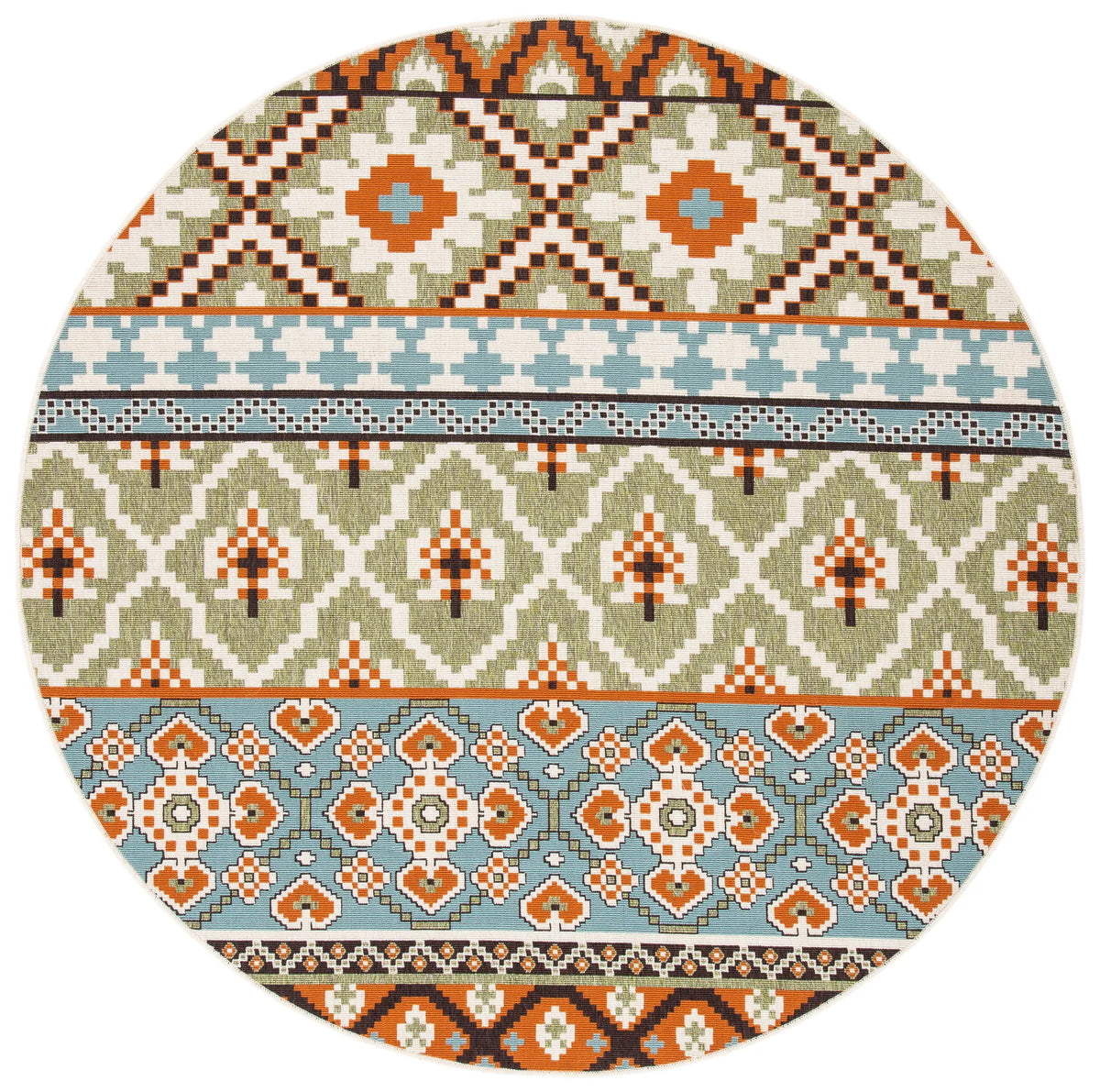 Safavieh Veranda 5'-3" x 5'-3" Rug in Green / Terracotta