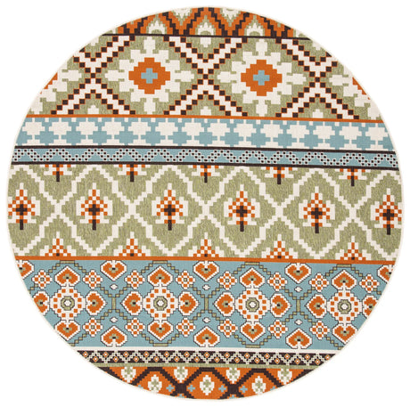 Safavieh Veranda 5'-3" x 5'-3" Rug in Green / Terracotta