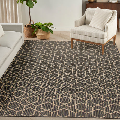 Nourison Horizon Indoor/Outdoor HOZ01 Charcoal Contemporary Area Rugs