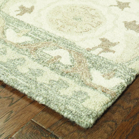 Oriental Weavers Sphinx Craft 93005 Ivory / Grey Rugs - corner detail