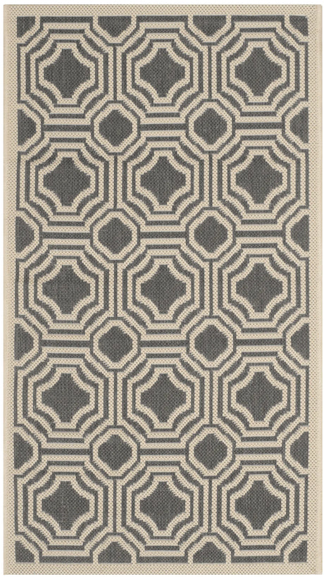 Safavieh Courtyard 2'-0" x 3'-7" Rug in Anthracite / Beige