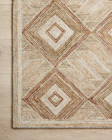 Loloi Varena Var-01 Sand/Clay Rug - corner on wood