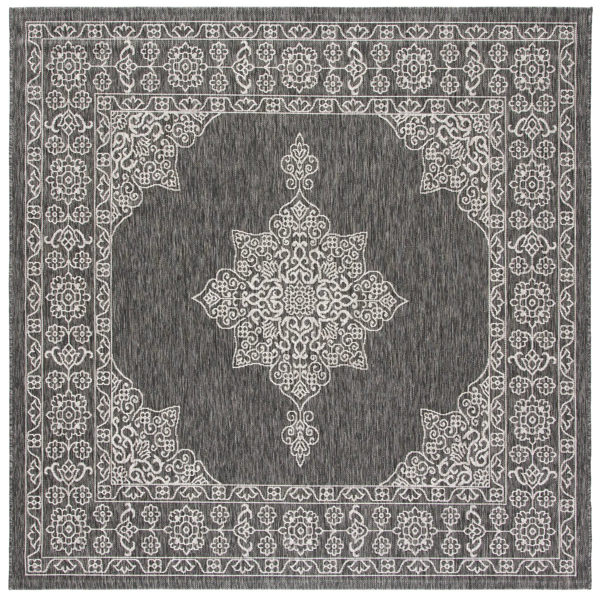 Safavieh Courtyard 6'-7" x 6'-7" Rug in Black / Ivory