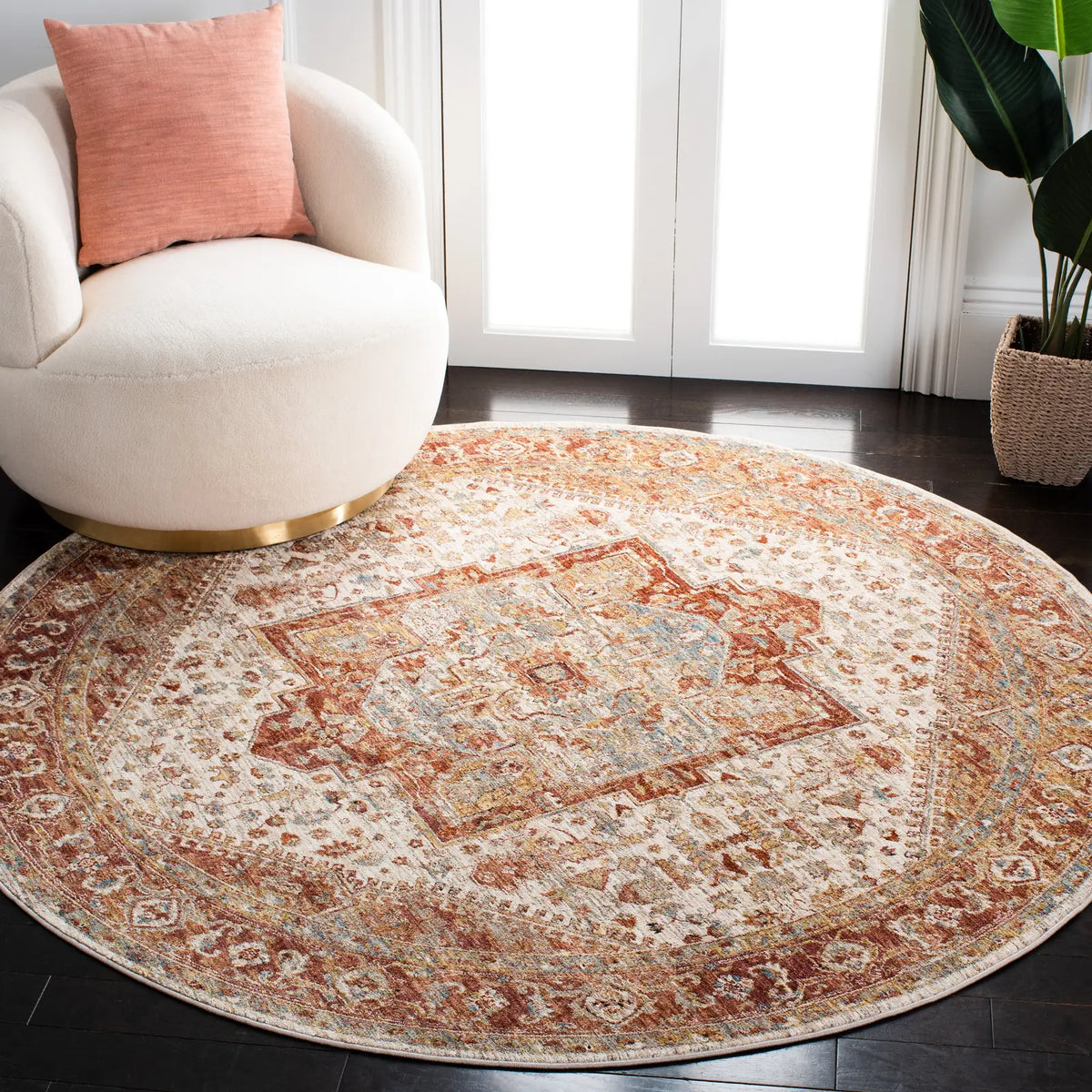 Safavieh Valencia 6'-4" x 6'-4" Rug in Ivory / Rust