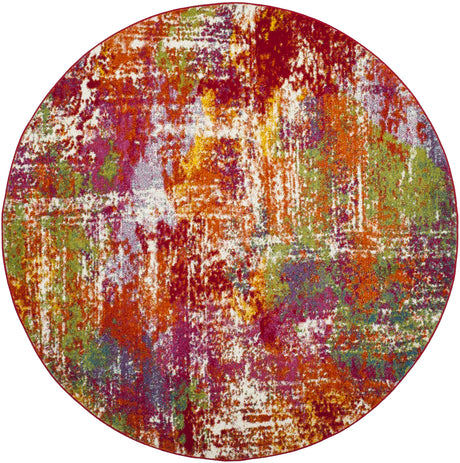 Safavieh Watercolor 6'-7" x 6'-7" Rug in Orange / Green
