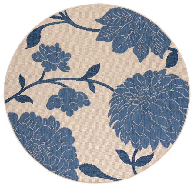 Safavieh Courtyard 5'-3" x 5'-3" Rug in Beige / Blue