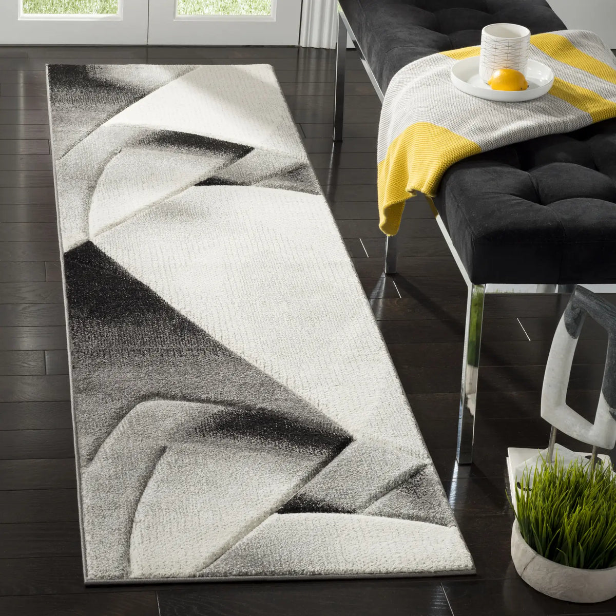 Safavieh Hollywood 2'-3" x 10'-0" Rug in Grey / Dark Grey