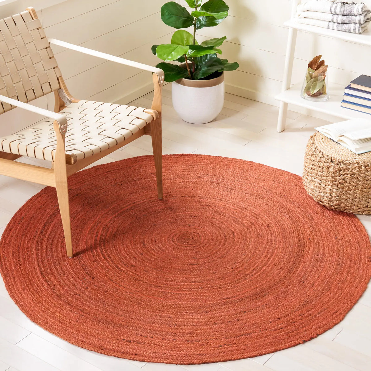Safavieh Vintage Leather 5'-0" x 5'-0" Rug in Rust