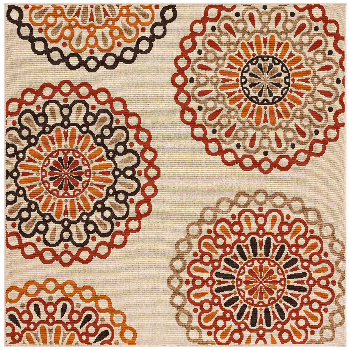 Safavieh Veranda 6'-7" x 6'-7" Rug in Creme / Red