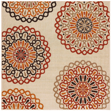 Safavieh Veranda 6'-7" x 6'-7" Rug in Creme / Red