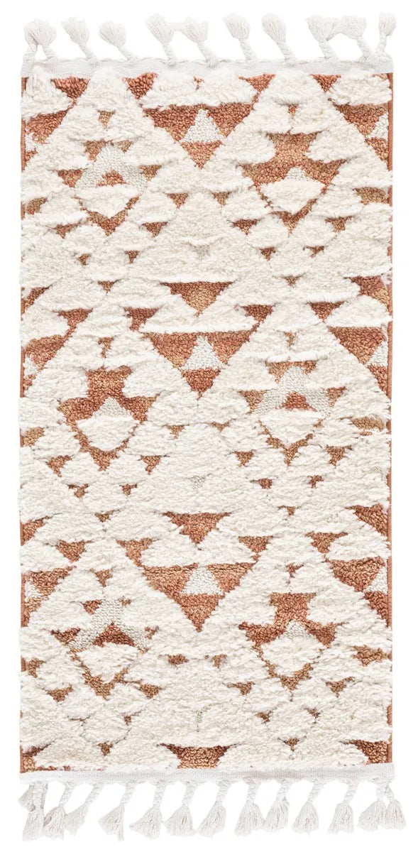 Safavieh Moroccan Tassel Shag 2'-3" x 4'-0" Rug in Ivory / Brick Rust