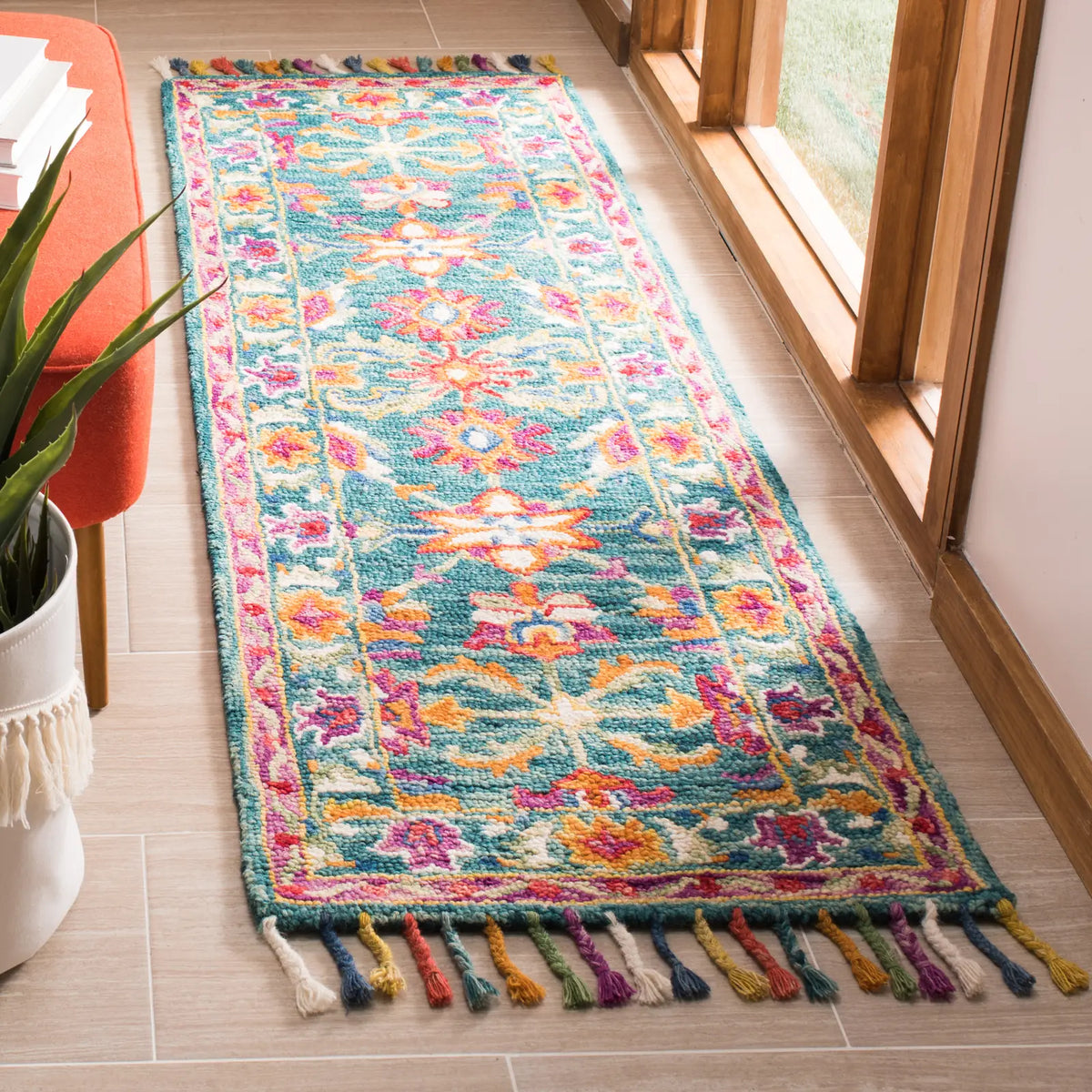 Safavieh Aspen 2'-3" x 7'-0" Rug in Turquoise / Purple