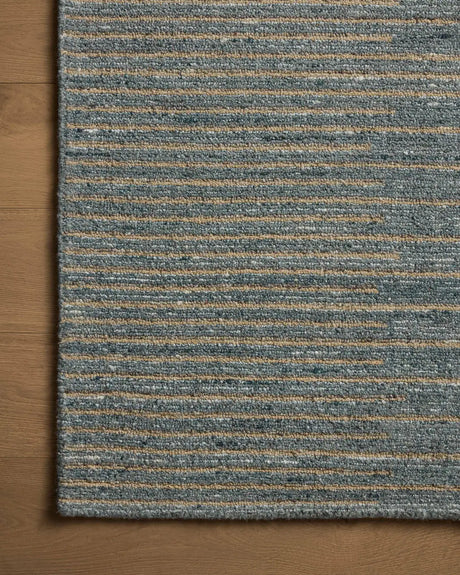 Loloi Elias Ela-03 Slate/Natural Rug - corner on wood
