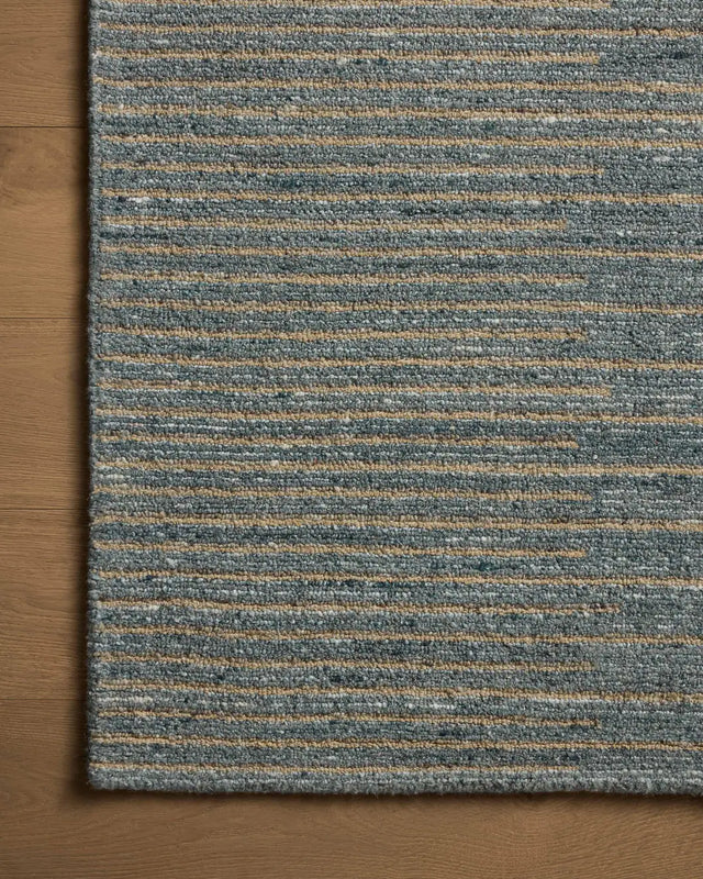 Loloi Elias Ela-03 Slate/Natural Rug - corner on wood