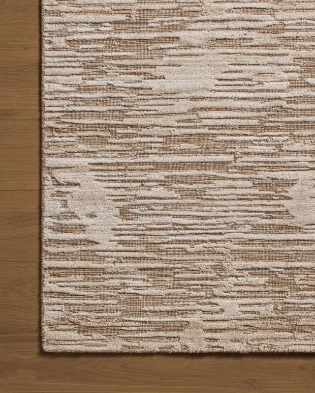 Jean Stoffer x Loloi Daniel DAN-02 Natural Rug - corner on wood