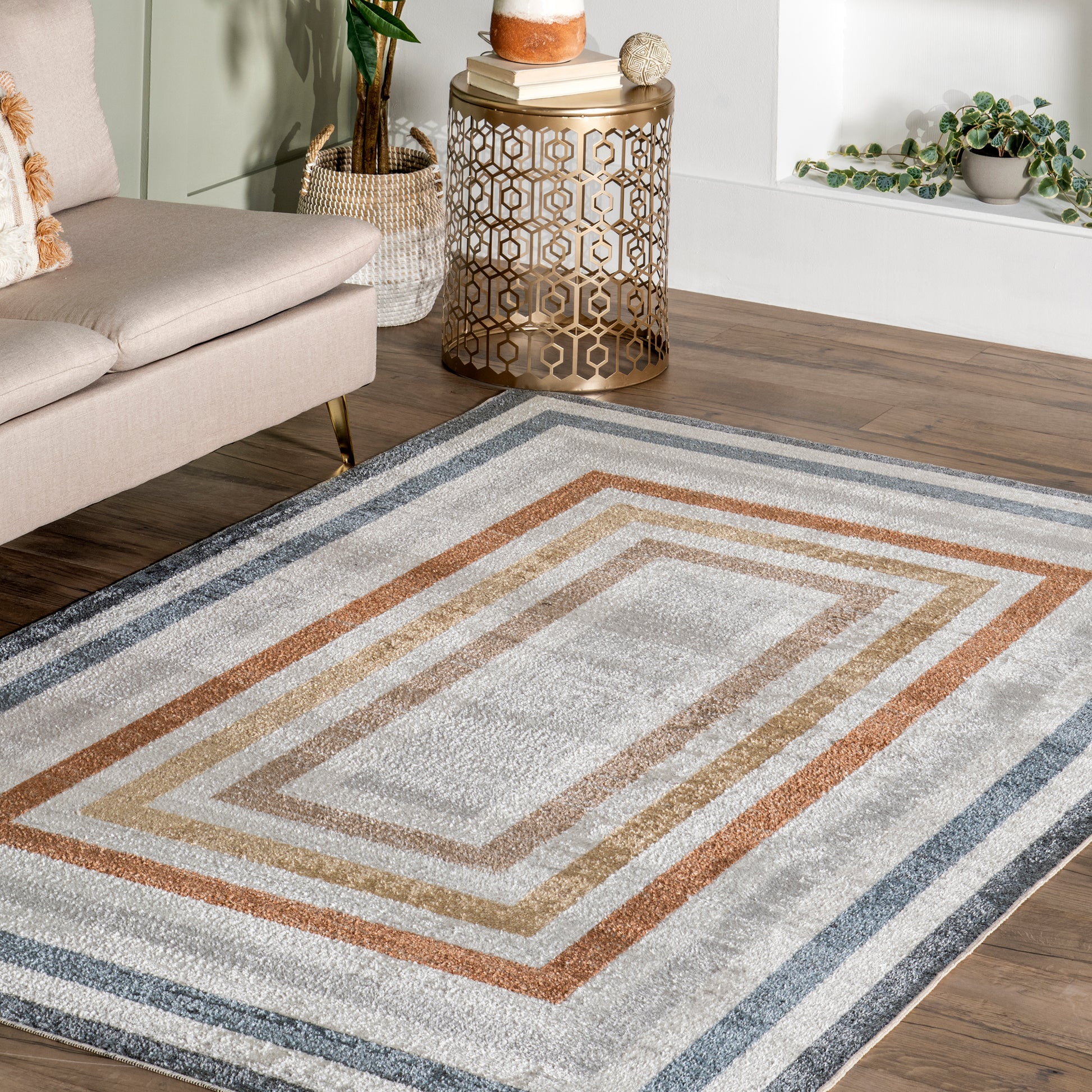 Nuloom Alienor Striped Grhn04A Blue Area Rug