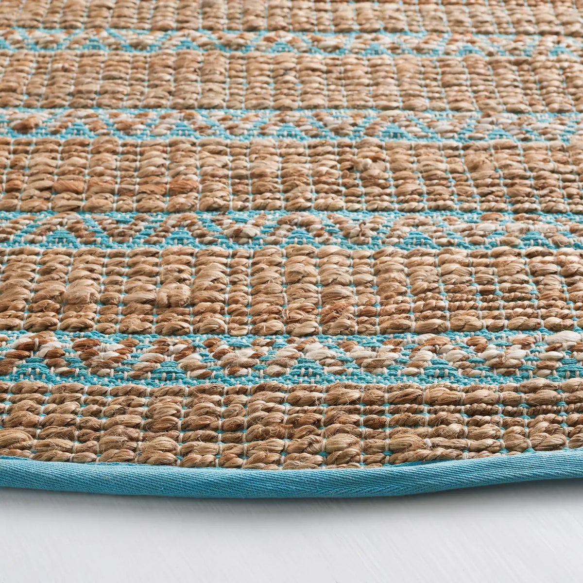 Safavieh Natural Fiber 7'-0" x 7'-0" Rug in Teal / Natural