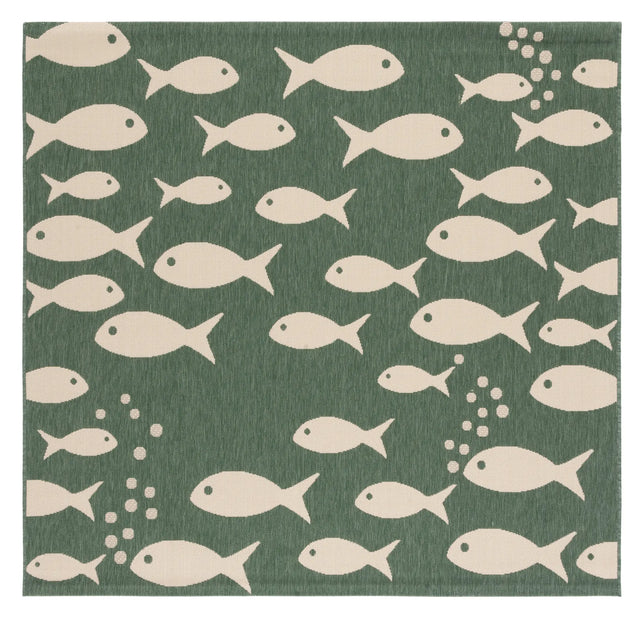 Safavieh Courtyard 6'-7" x 6'-7" Rug in Dark Green / Ivory