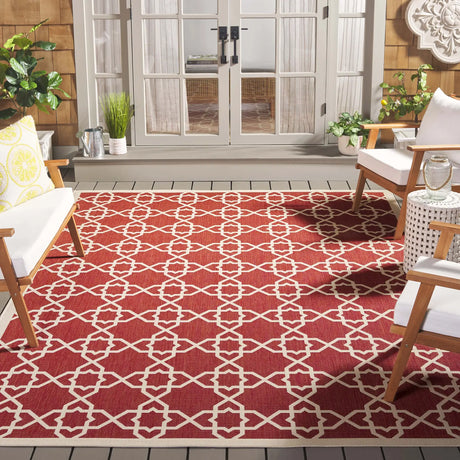 Safavieh Courtyard 6'-7" x 9'-6" Rug in Red / Beige