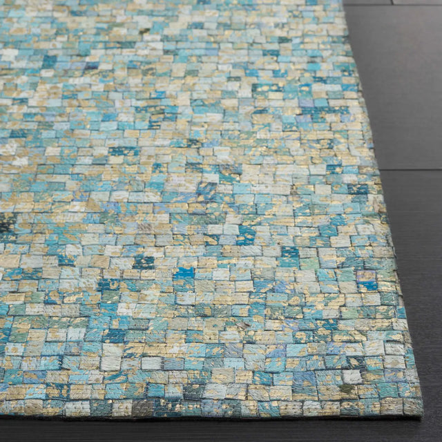 Safavieh Studio Leather 4'-0" x 6'-0" Rug in Turquoise / Gold