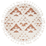 Safavieh Moroccan Tassel Shag 3'-0" x 3'-0" Rug in Ivory / Brick Rust