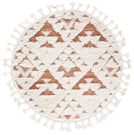 Safavieh Moroccan Tassel Shag 3'-0" x 3'-0" Rug in Ivory / Brick Rust