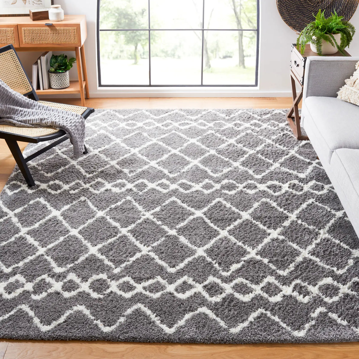 Safavieh Berber Shag 10'-0" x 14'-0" Rug in Light Grey / Cream