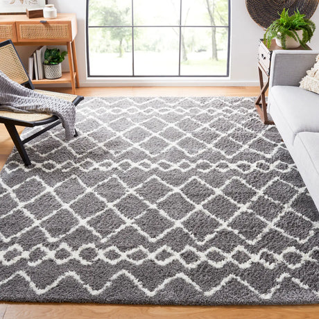 Safavieh Berber Shag 10'-0" x 14'-0" Rug in Light Grey / Cream