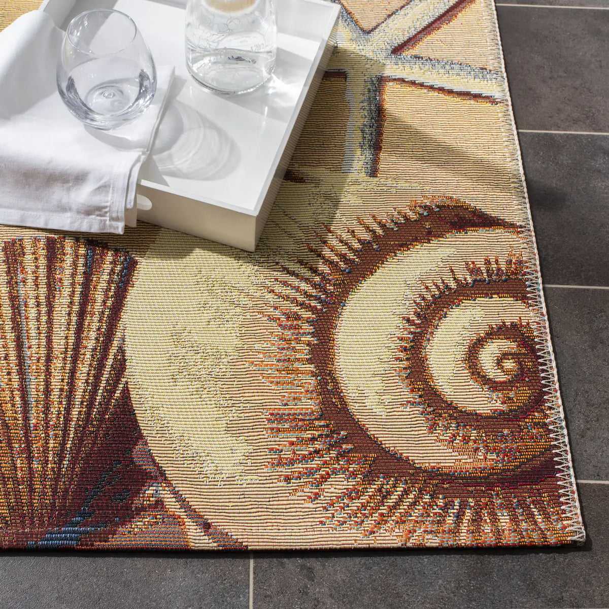 Safavieh Barbados 500 4'-0" x 6'-0" Rug in Gold / Blue