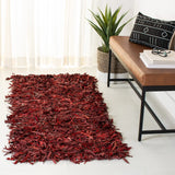 Safavieh Leather Shag 2'-3" x 11'-0" Rug in Red