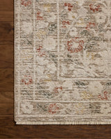 Loloi Clarisse CLS-01 Traditional Power Loomed Grey, Multi Rug - corner on wood