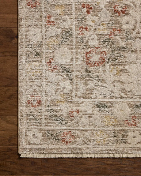 Loloi Clarisse CLS-01 Traditional Power Loomed Grey, Multi Rug - corner on wood