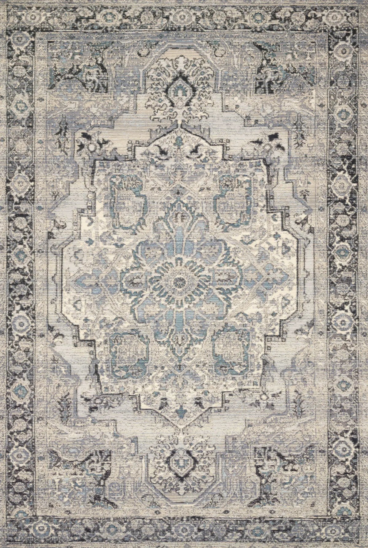 Loloi Mika Mik-01 Grey / Blue Rugs - main flat