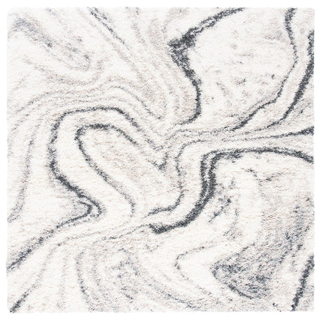 Safavieh Fontana Shag  800 6'-7" x 6'-7" Rug in Ivory / Grey