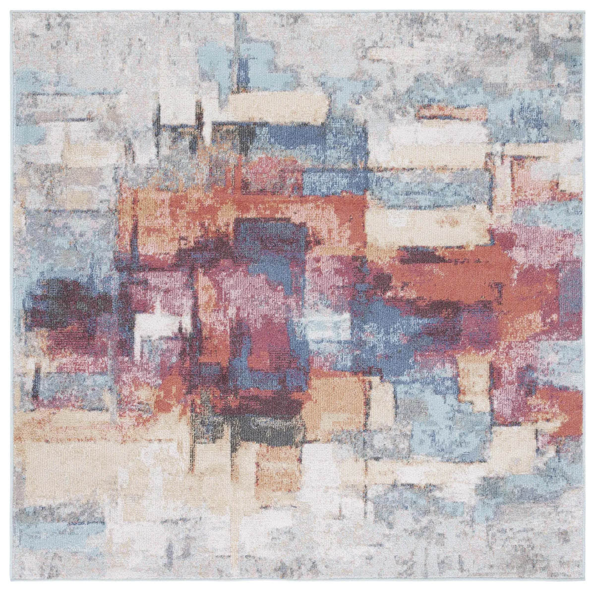 Safavieh Phoenix 500 6'-7" x 6'-7" Rug in Rust Blue / Ivory