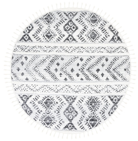 Safavieh Moroccan Tassel Shag 6'-7" x 6'-7" Rug in Ivory / Grey