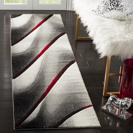 Safavieh Hollywood 2'-3" x 10'-0" Rug in Grey / Red