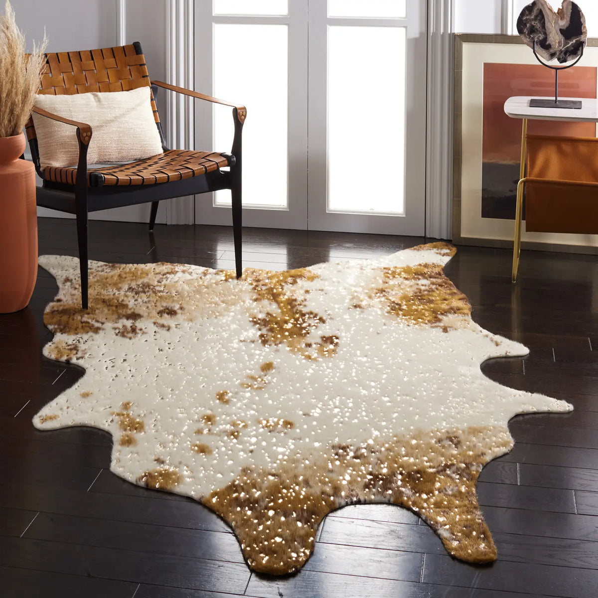 Safavieh Faux Cowhide 5'-0" x 6'-5" Rug in Beige / Dark Brown