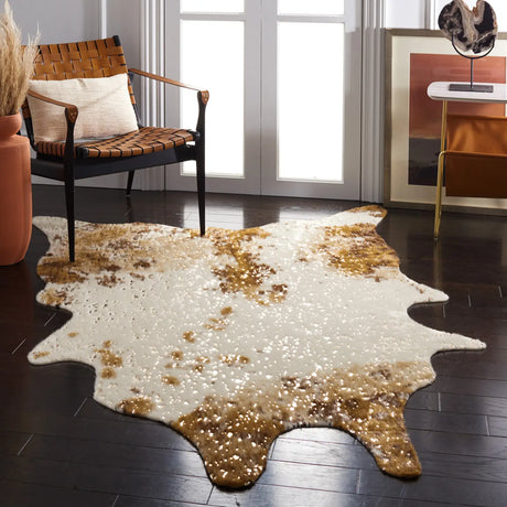 Safavieh Faux Cowhide 5'-0" x 6'-5" Rug in Beige / Dark Brown