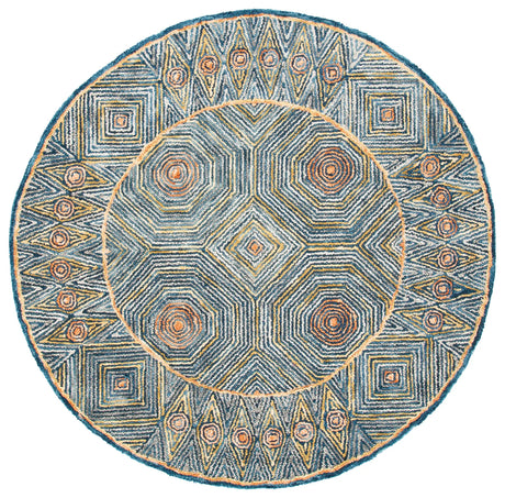 Safavieh Micro-Loop 5'-0" x 5'-0" Rug in Green / Blue