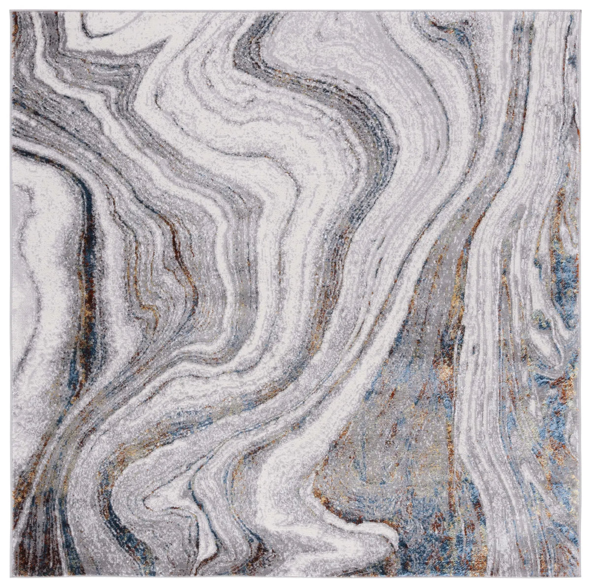 Safavieh Amelia 6'-7" x 6'-7" Rug in Grey / Blue Gold